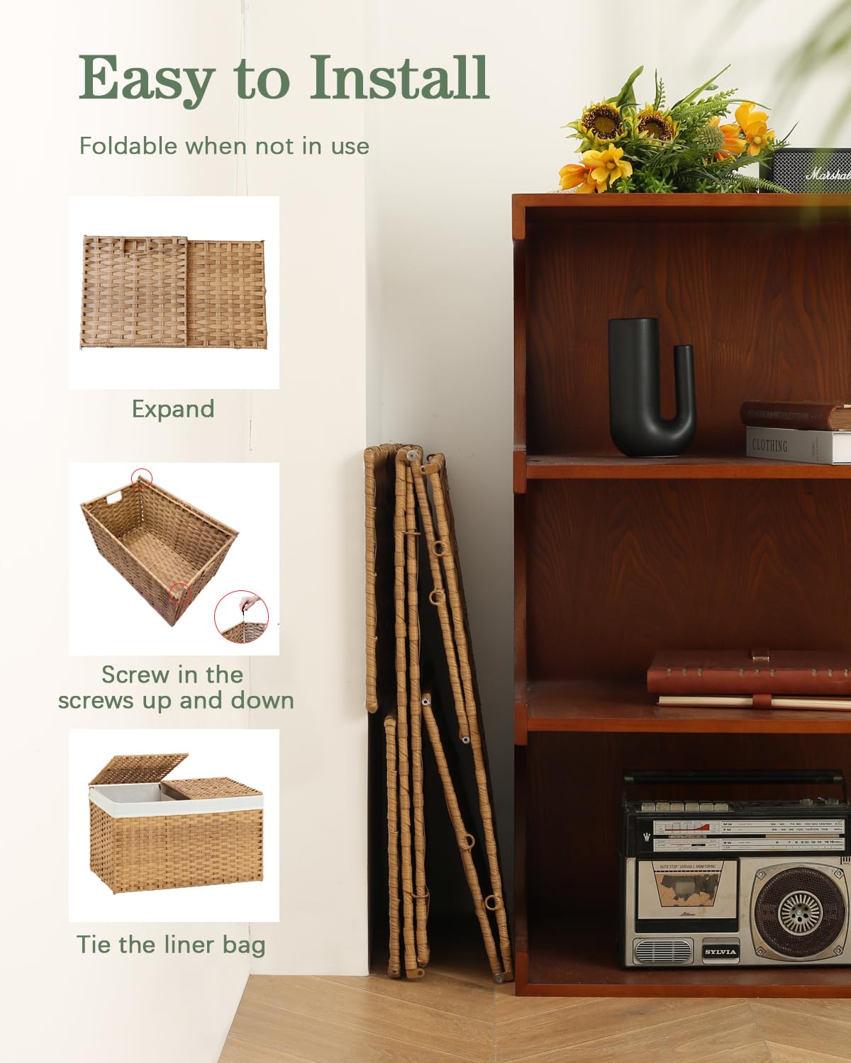 SETVSON storage trunk with removable liners, easy cleaning.