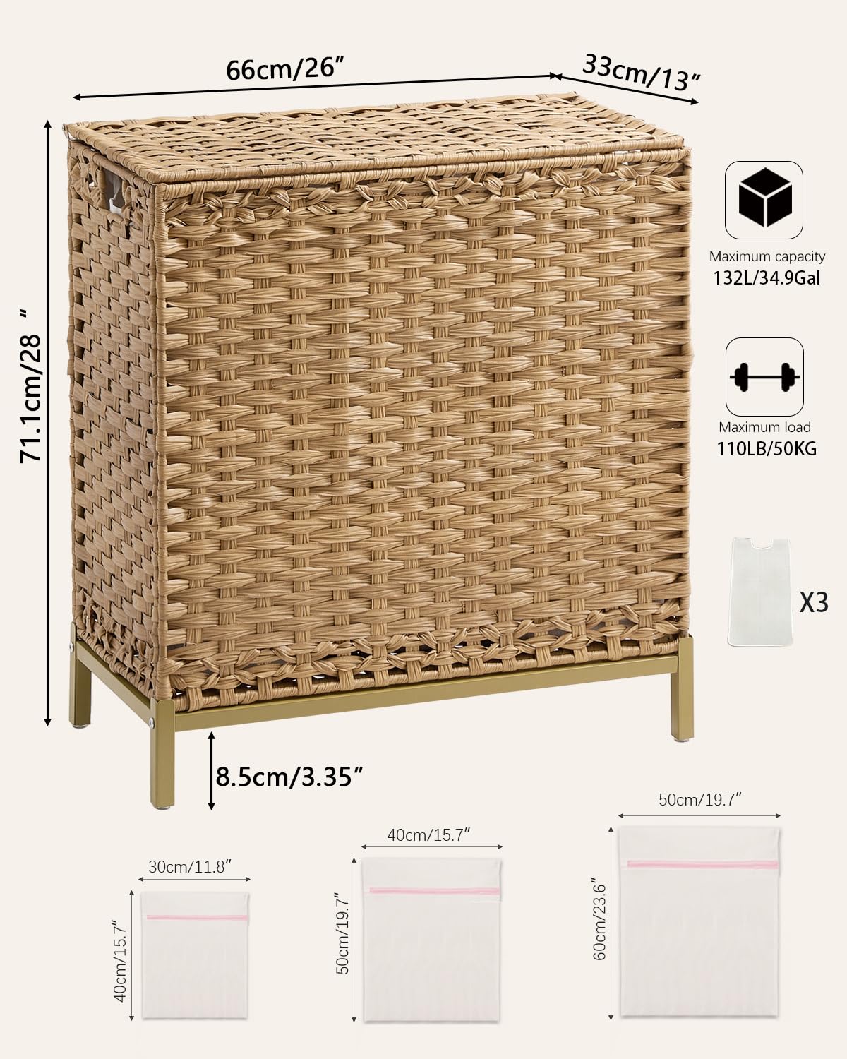 SETVSON hamper side handles enable convenient lifting and maneuvering.