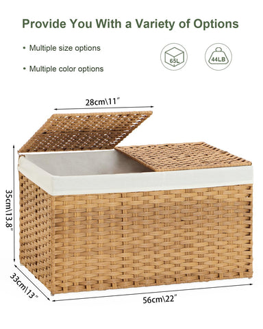 SETVSON 65-liter capacity basket, ideal for blankets and clothes.