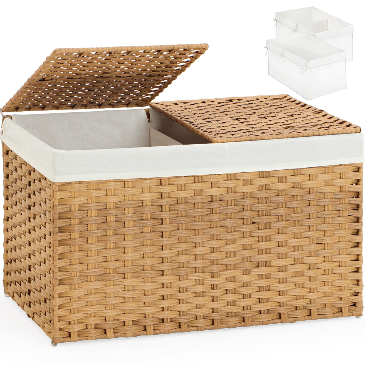 SETVSON storage basket with lid front view shows large capacity for clutter concealment