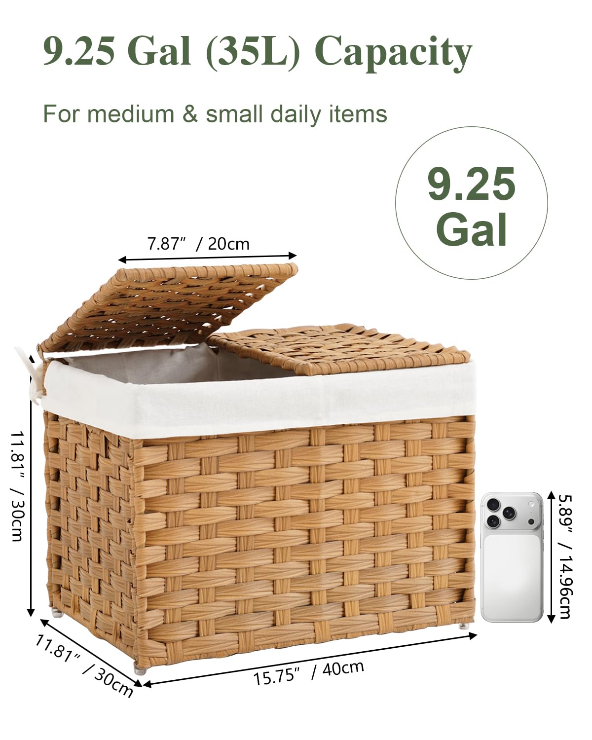 SETVSON wicker bin with open lid ready for quick access.