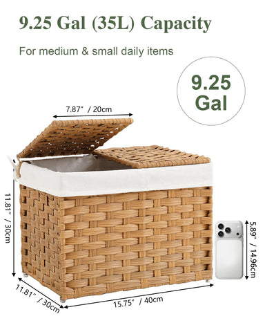 SETVSON wicker bin with open lid ready for quick access.