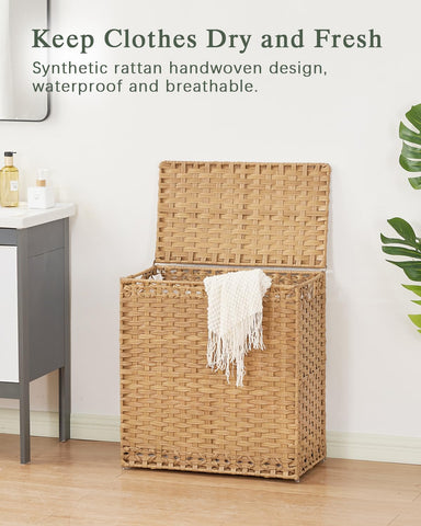 SETVSON wicker laundry basket shows durable rattan and stable design.