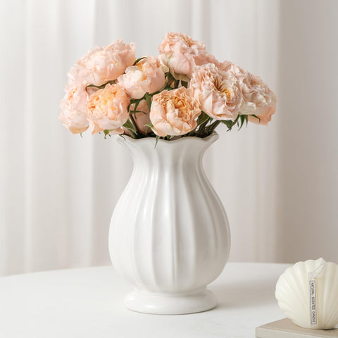 SEUYUCL white ceramic vase front view for modern farmhouse decor