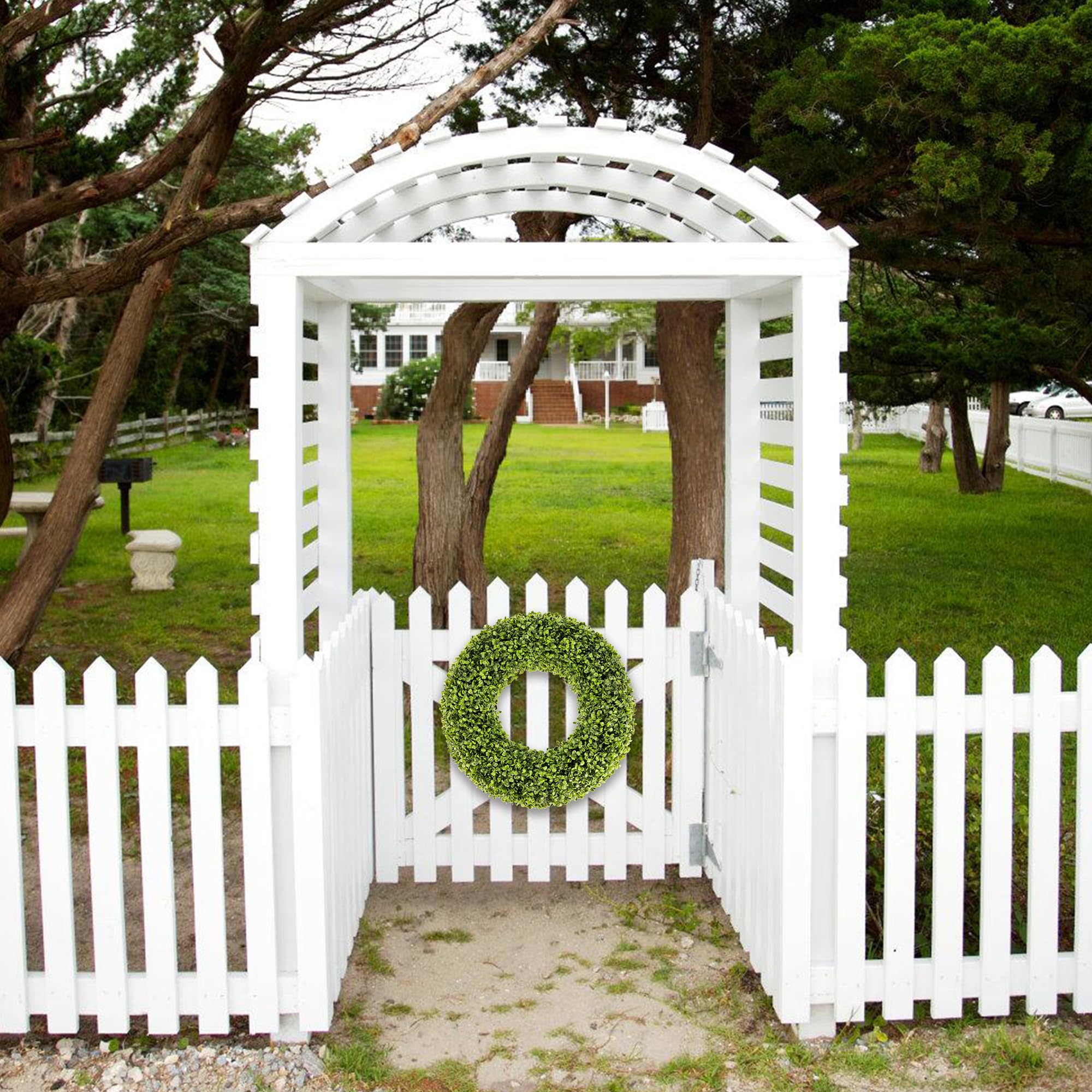 SEVENLOVE Boxwood wreath with artificial greenery that stays vibrant year-round