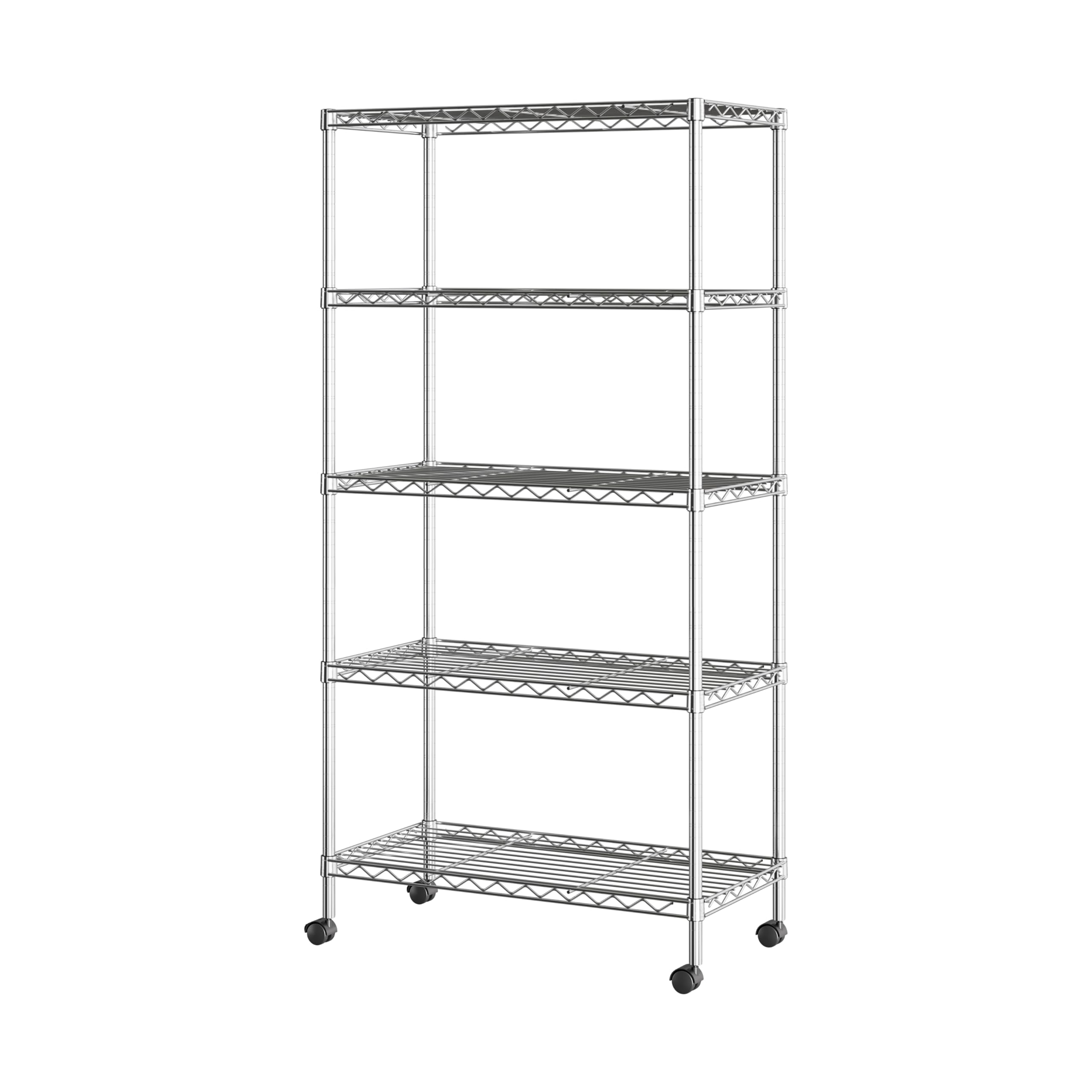 Seville Classics 5-tier wire shelving unit on wheels for versatile organization.