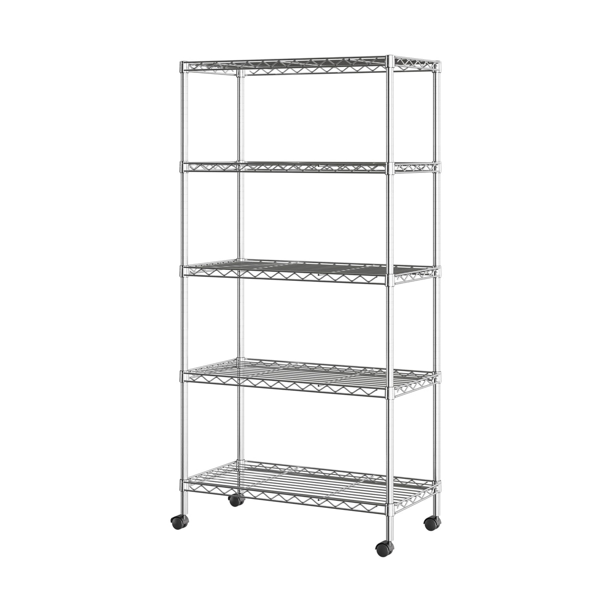 Seville Classics 5-tier wire shelving unit on wheels for versatile organization.