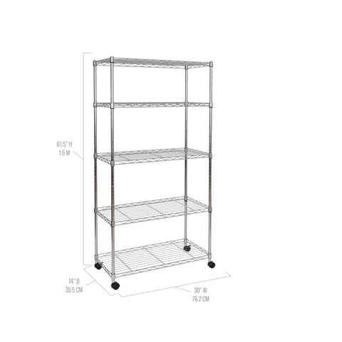 Close-up of adjustable shelves with 1-inch increments for customization.