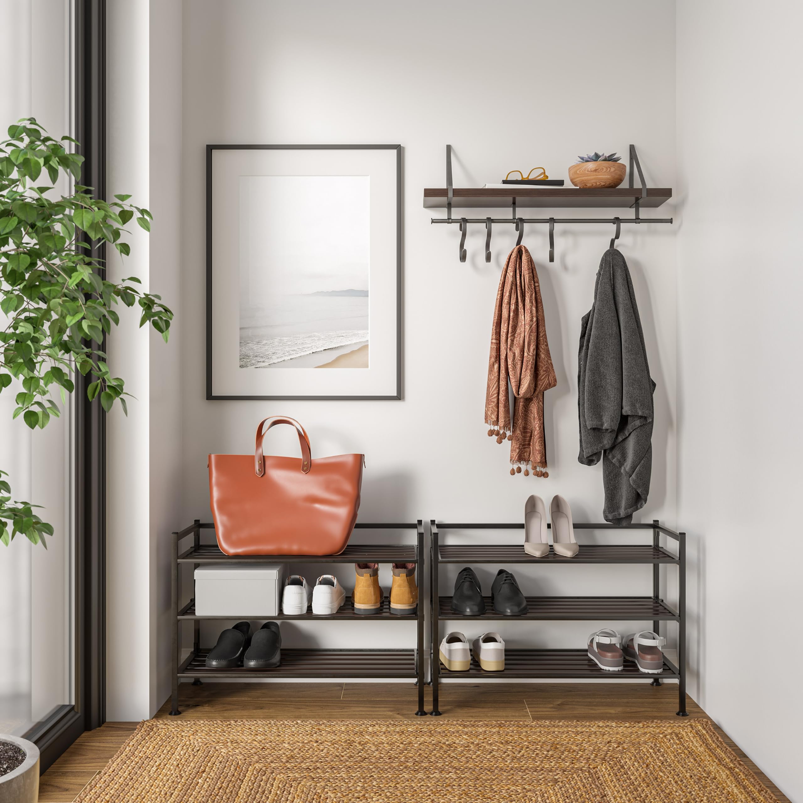 Dorm room organization: shoes and small accessories stored neatly