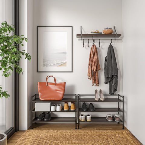 Dorm room organization: shoes and small accessories stored neatly