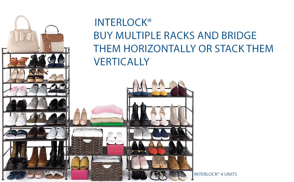 Espresso shoe rack complements contemporary decor and keeps footwear organized