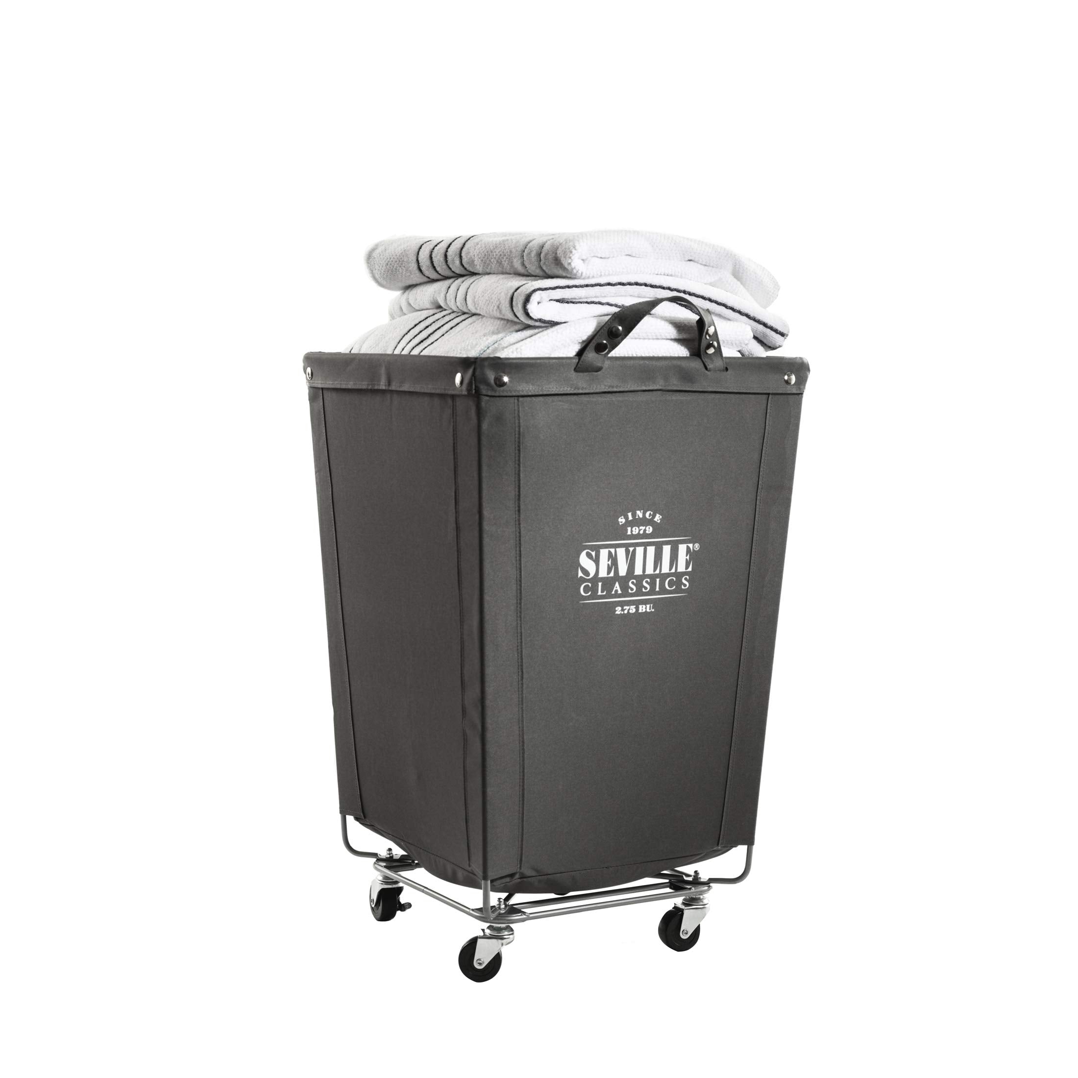 Seville Classics laundry cart with steel frame ready for transport