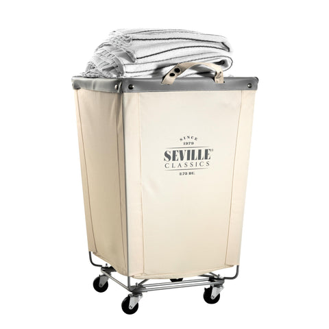 Seville Classics laundry cart with wheels, two locks keep it stable.