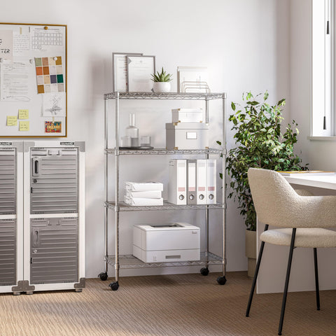 Seville Classics shelving side view shows chrome plating and durability.