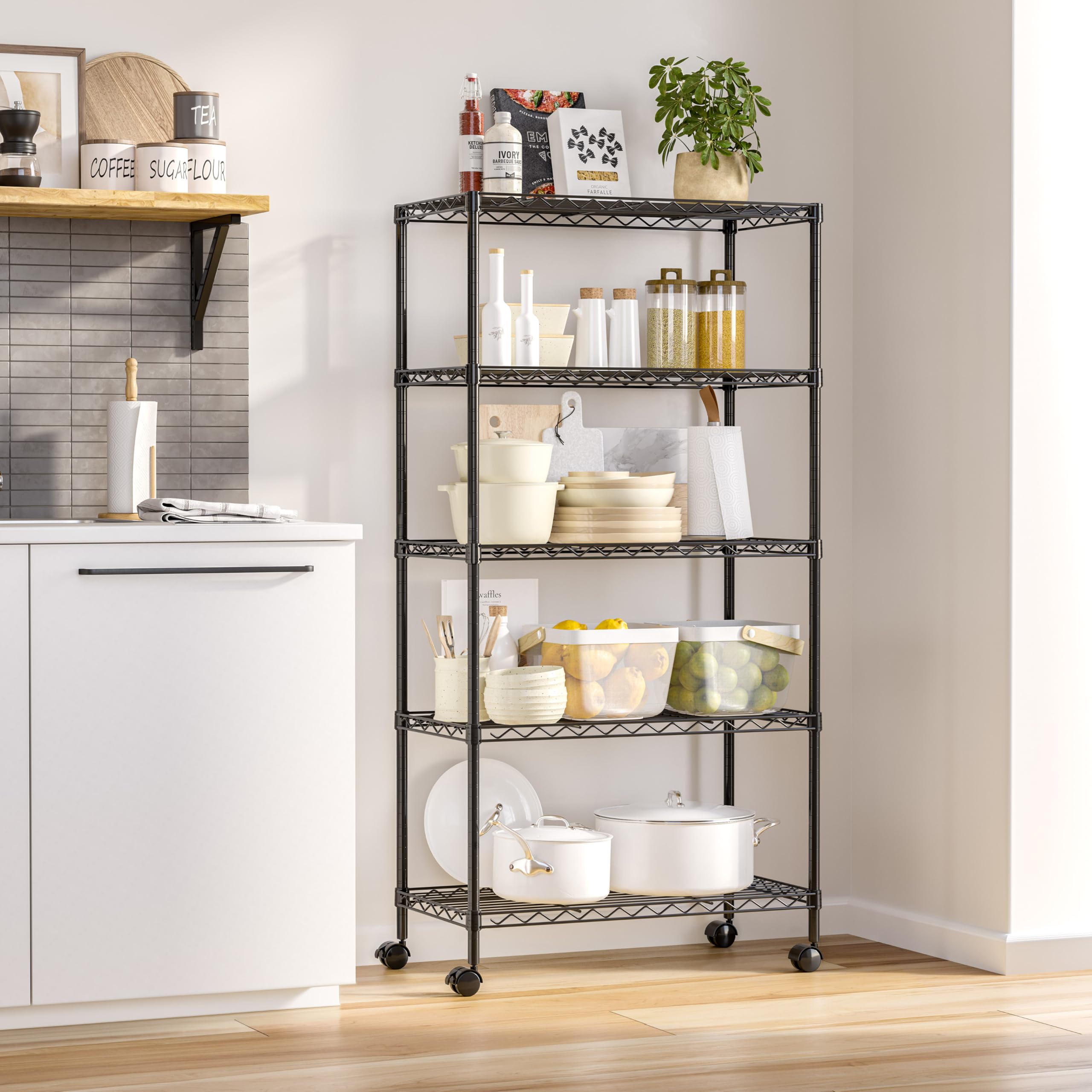Seville Classics caster-ready base for easy mobility in kitchen or garage