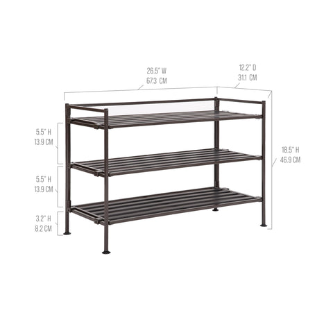 Stackable design saves vertical space in a modern shelf system