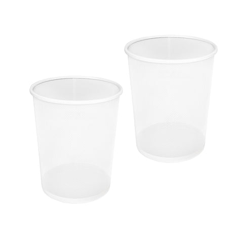 Seville Classics two-pack round mesh wastebasket top view, ideal for quick trash disposal in any room.