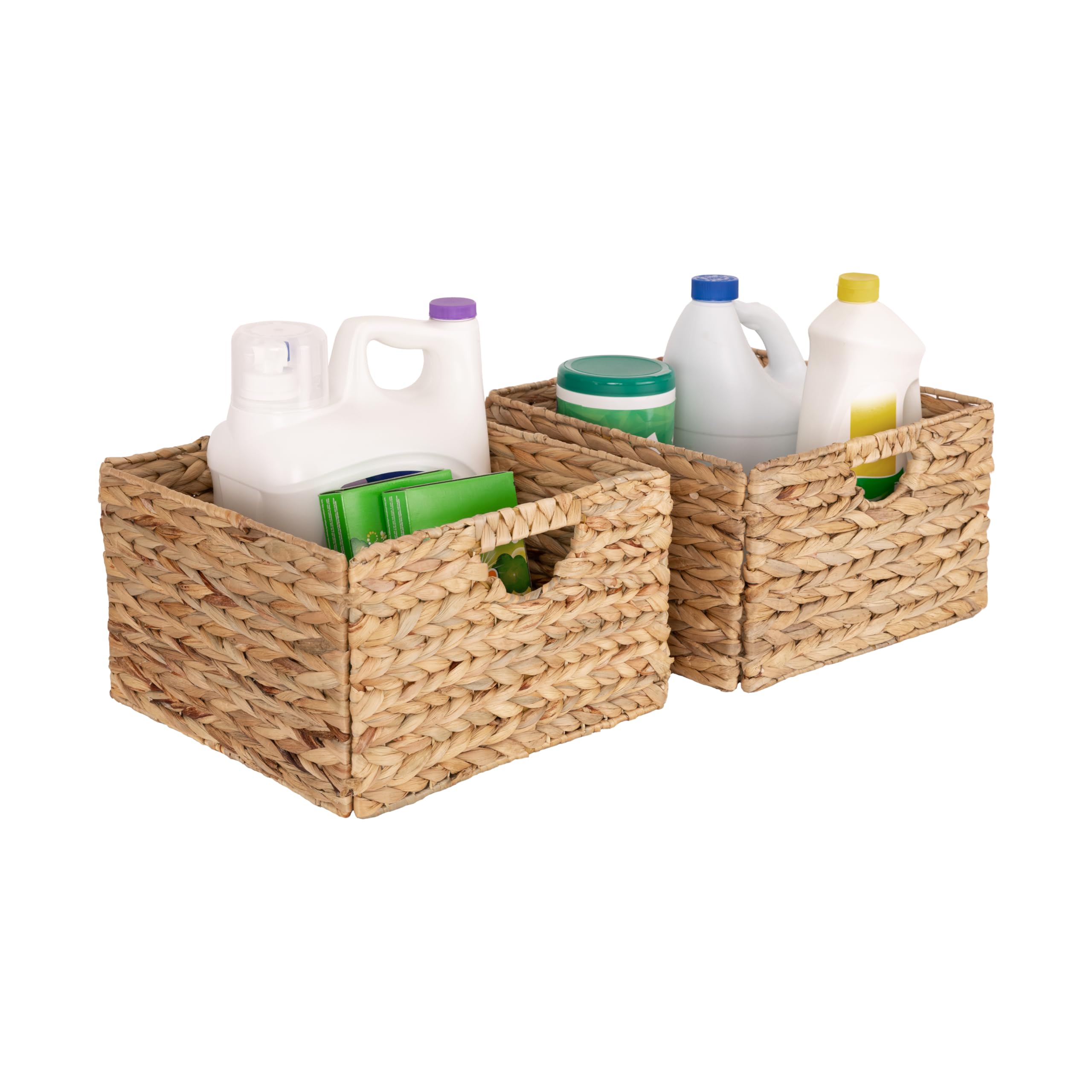 Seville Classics water hyacinth storage bin closeup highlighting natural finish.