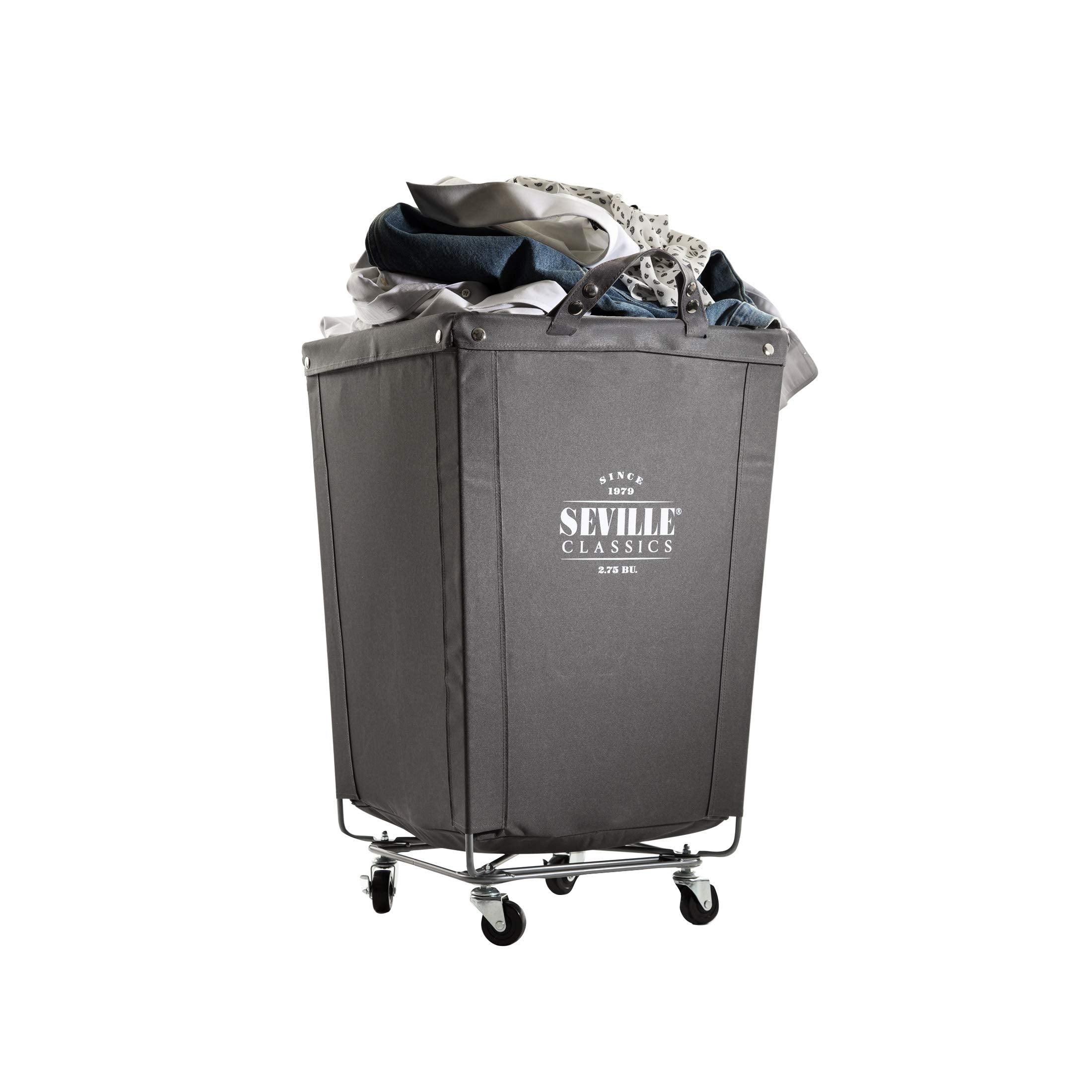 Wide rolling cart in a dorm room for organized storage
