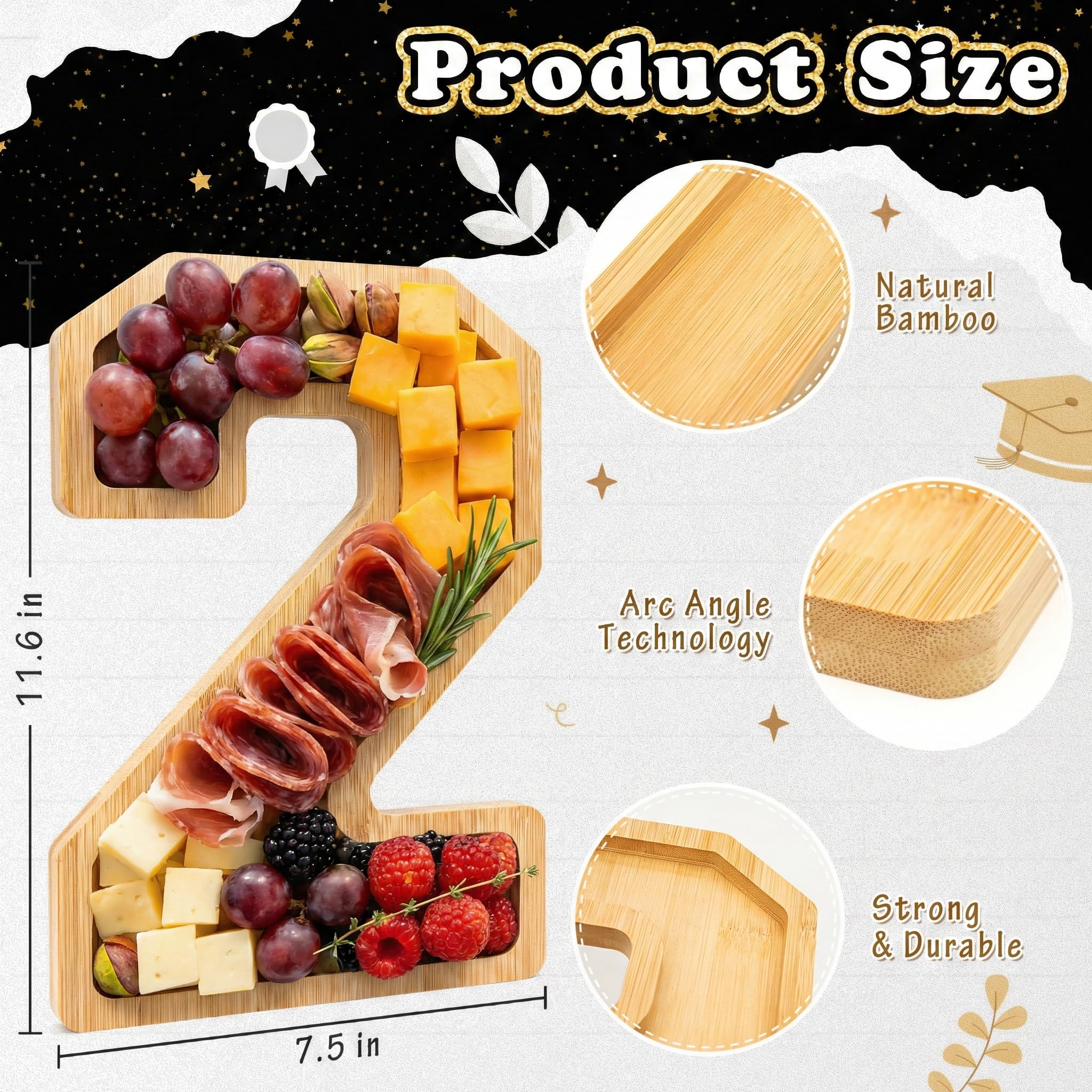 Sewrung graduation cap serving tray adds a focal point to party tables