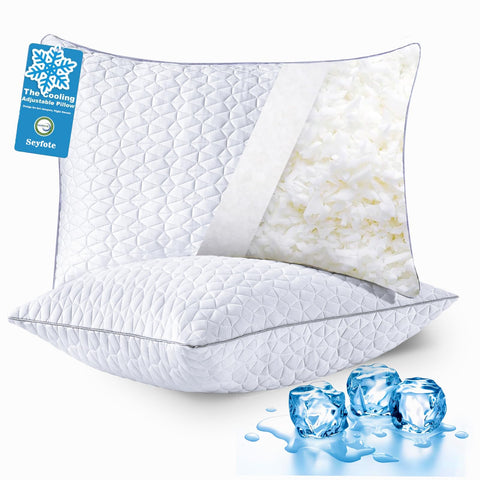 Seyfote cooling pillows queen set 2 front view showing two supportive pillows for cooling comfort
