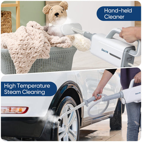 Seyola steam cleaner tackling tiles and grout grime with heat