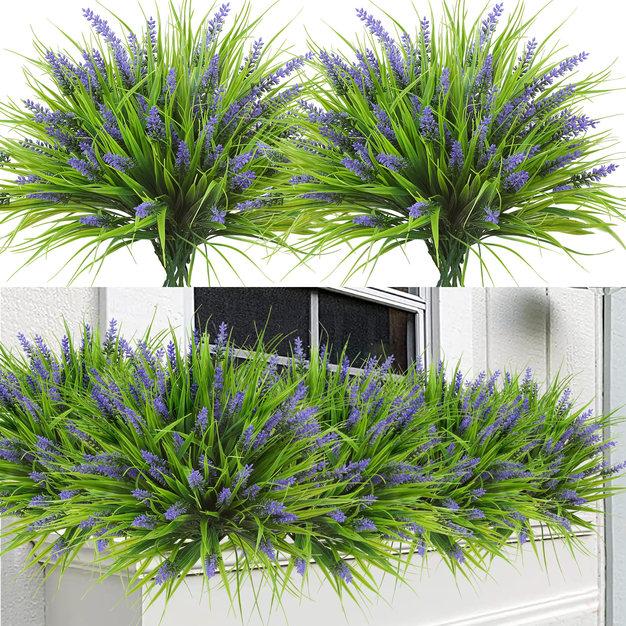 Sggvecsy 24-bundle lavender flowers for outdoor decor, UV resistant and vibrant.
