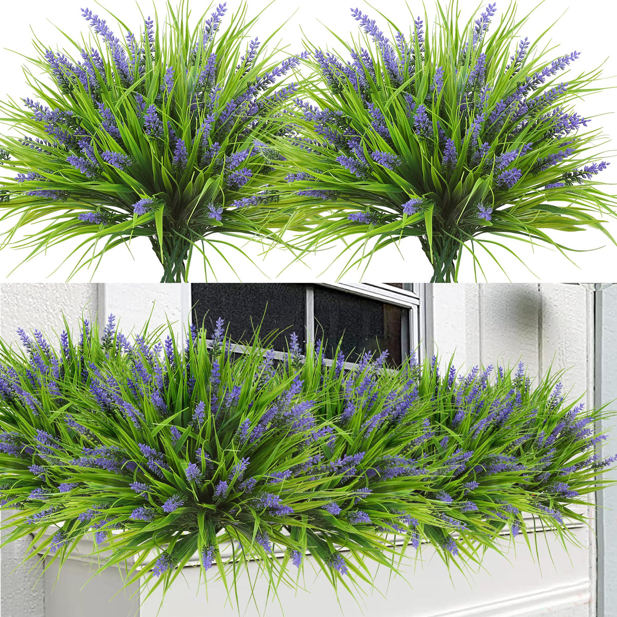 Sggvecsy 24-bundle lavender flowers for outdoor decor, UV resistant and vibrant.