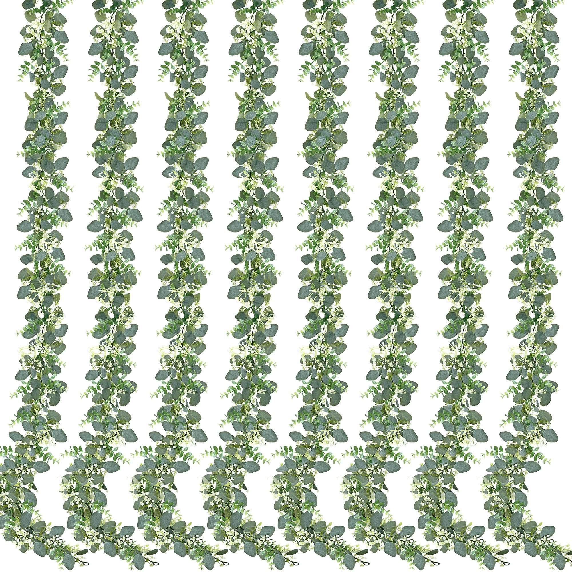 Sggvecsy 8 pack artificial eucalyptus garland with silk leaves for elegant wedding decor