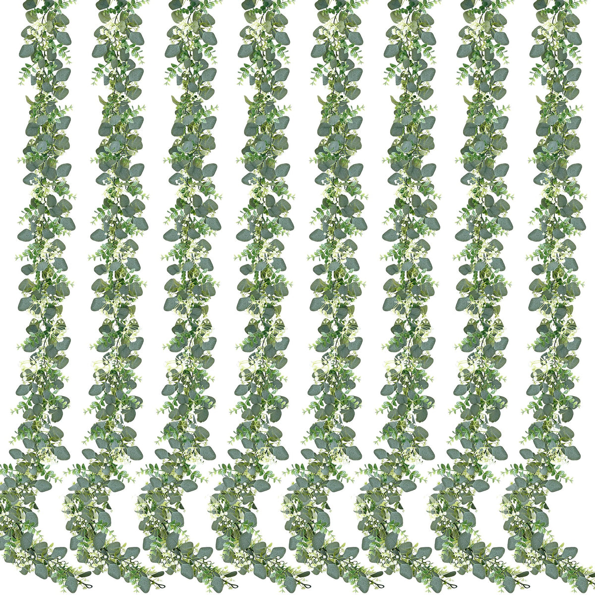Sggvecsy 8 pack artificial eucalyptus garland with silk leaves for elegant wedding decor