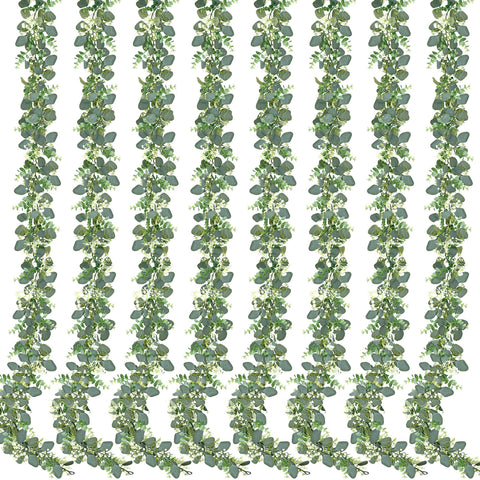 Sggvecsy 8 pack artificial eucalyptus garland with silk leaves for elegant wedding decor