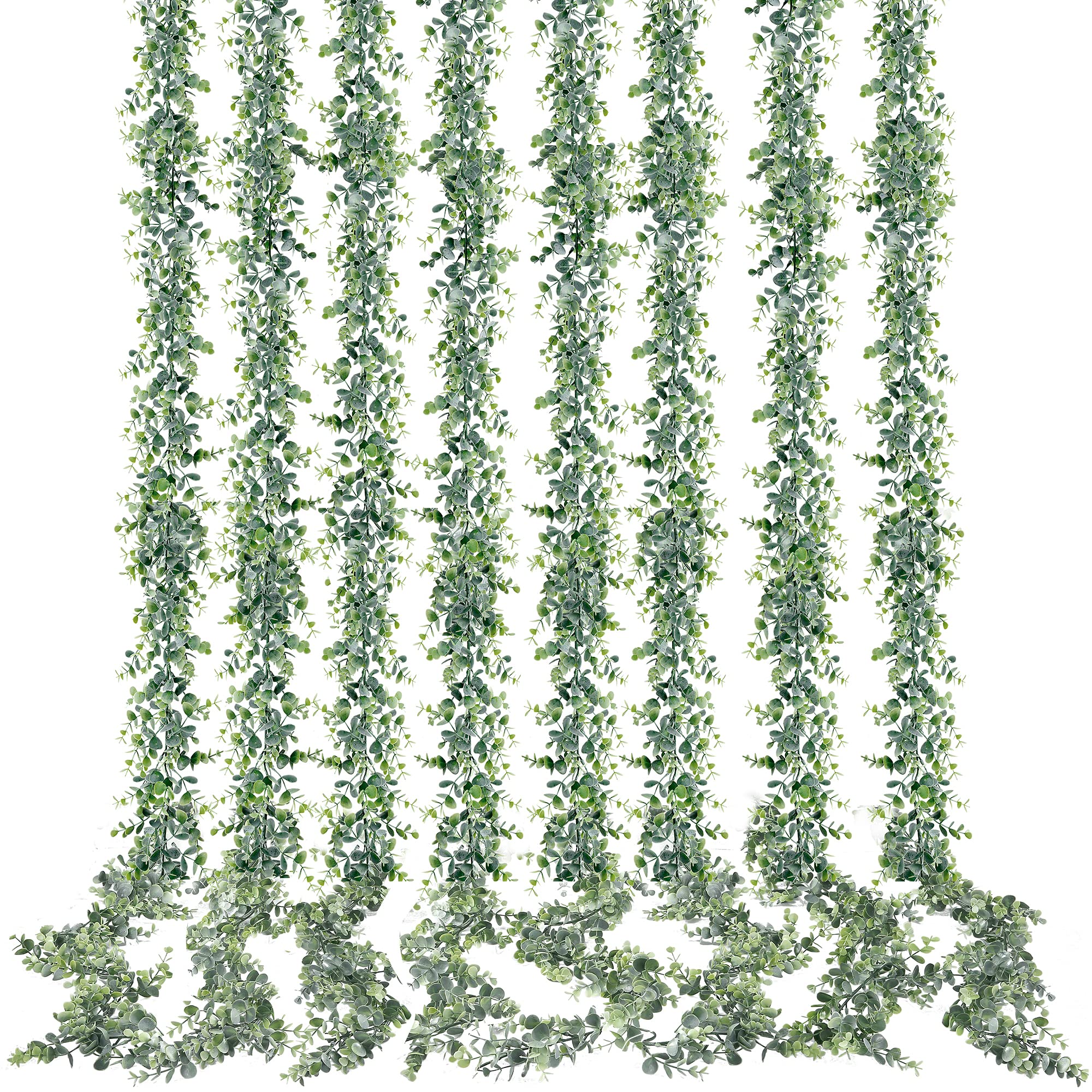 Sggvecsy artificial eucalyptus garland 8-pack ready for dense wedding backdrop.