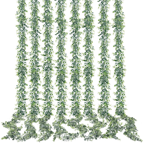 Sggvecsy artificial eucalyptus garland 8-pack ready for dense wedding backdrop.