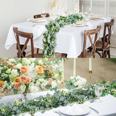 Sggvecsy artificial eucalyptus vine used as a wedding backdrop