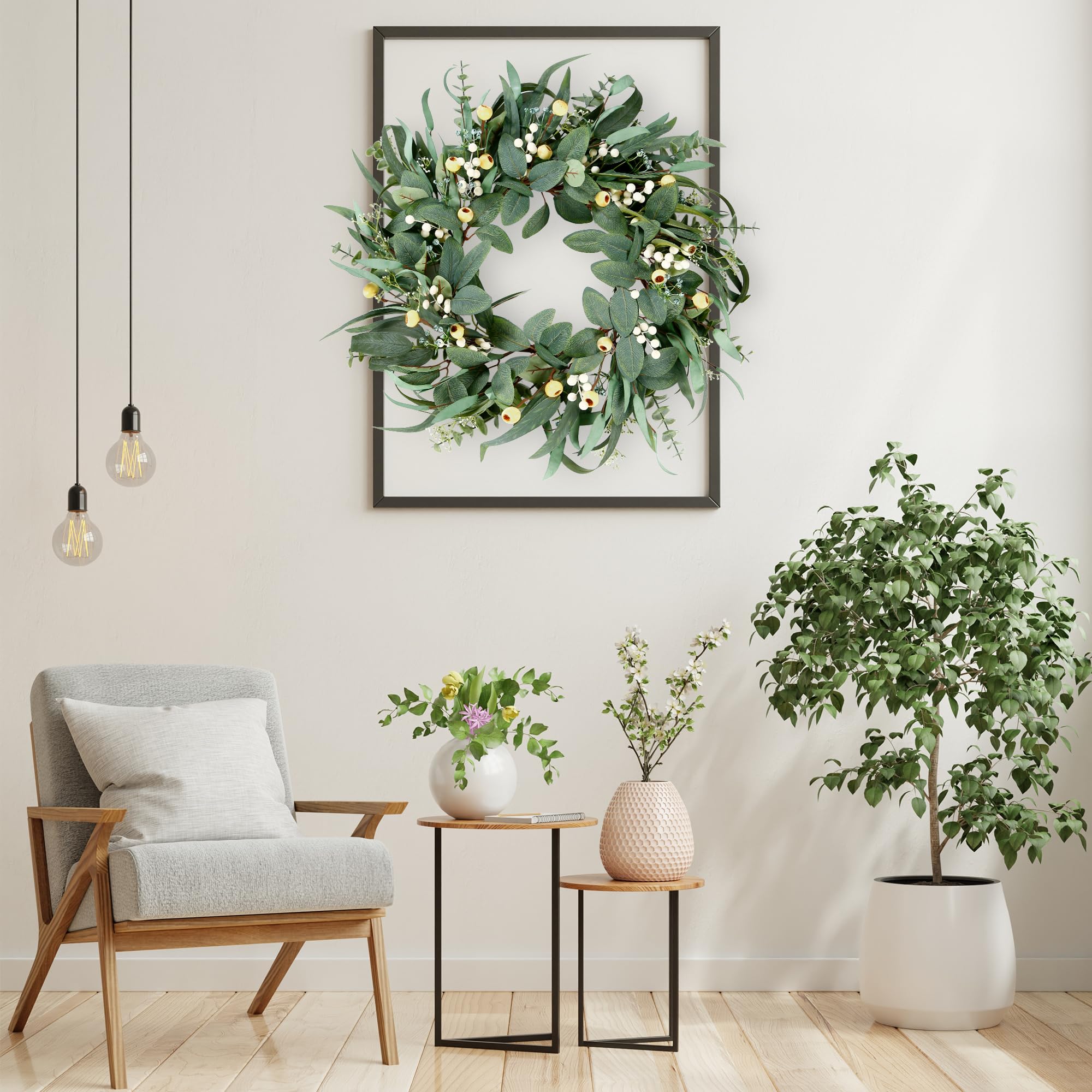 Sggvecsy eucalyptus wreath as wall decor elevates indoor spaces with natural charm.