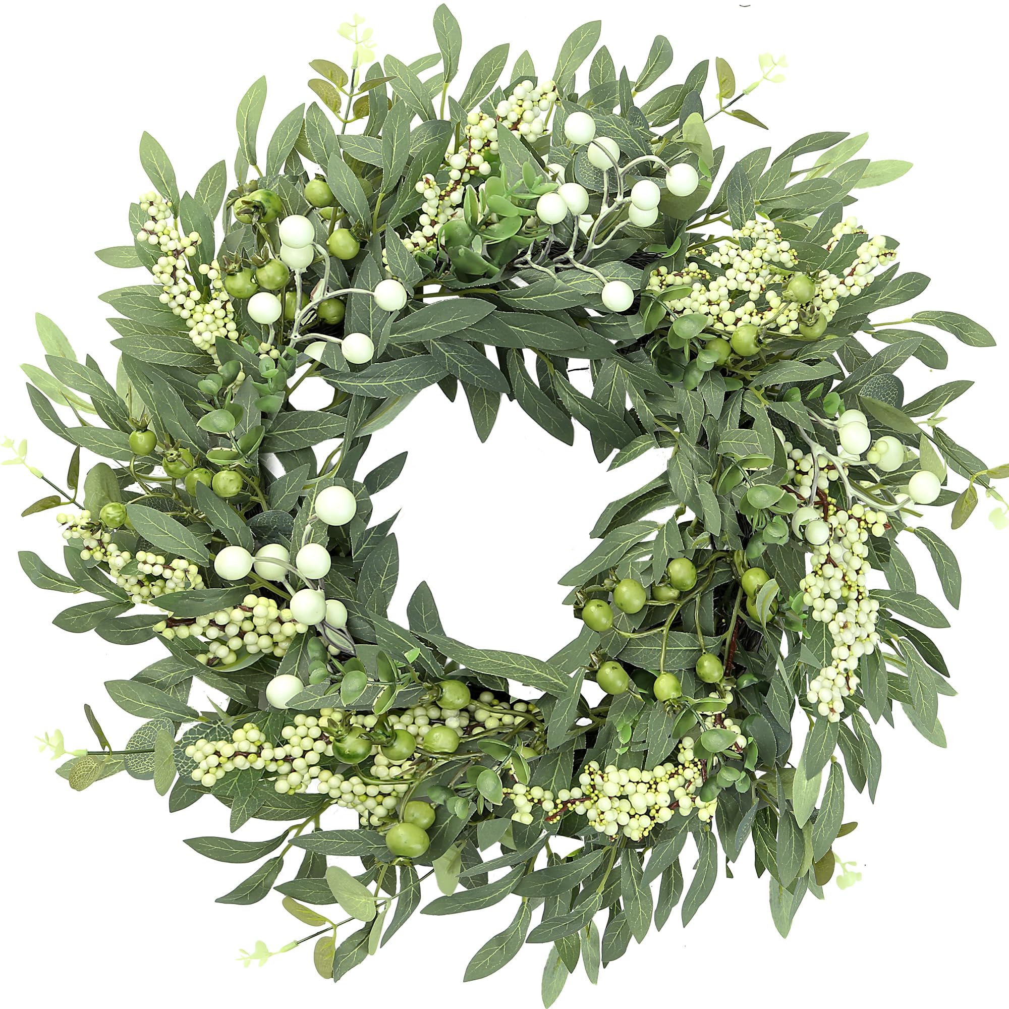 Sggvecsy eucalyptus wreath on front door with 21-inch lush greenery