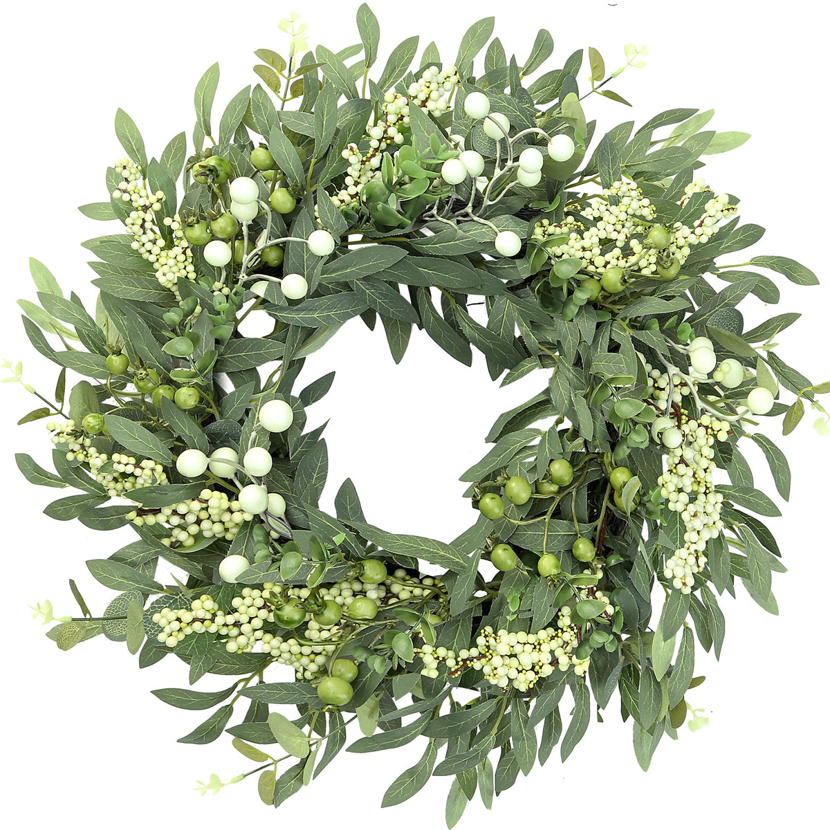 Sggvecsy eucalyptus wreath on front door with 21-inch lush greenery