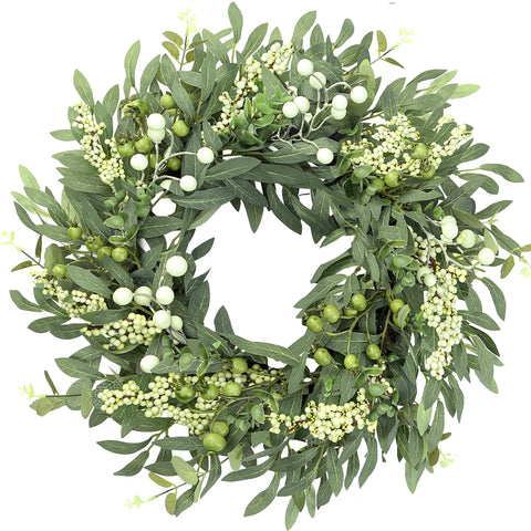 Sggvecsy eucalyptus wreath on front door with 21-inch lush greenery