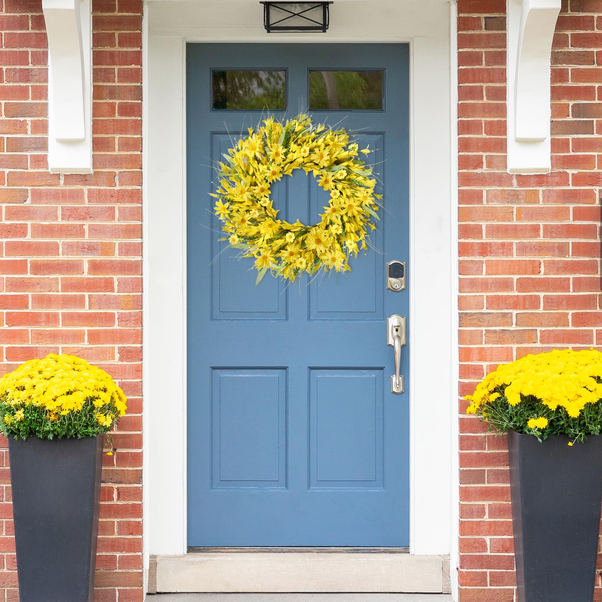Sggvecsy artificial forsythia wreath features lifelike tones for indoor decor