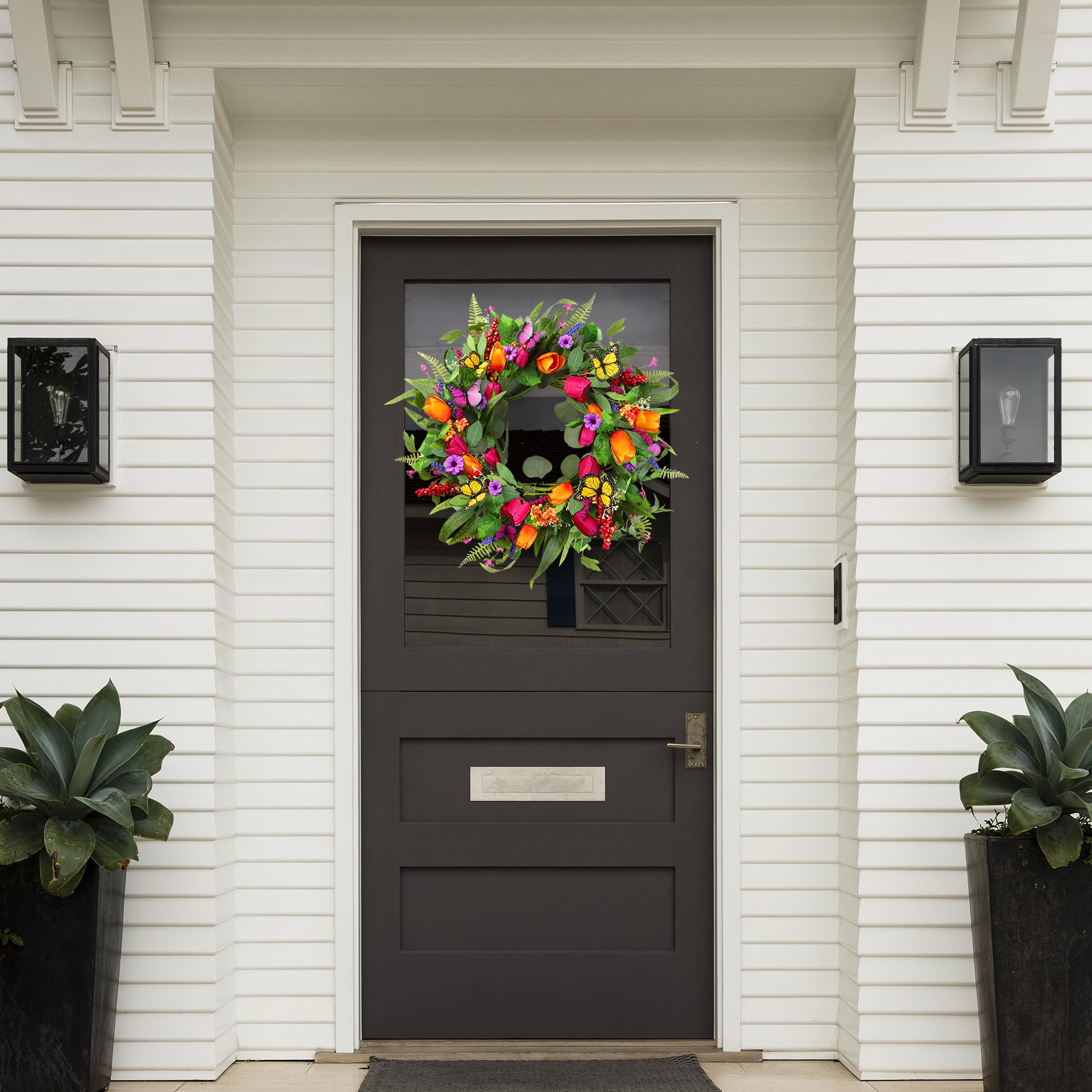 Sggvecsy artificial wreath with eucalyptus leaves for lifelike greenery