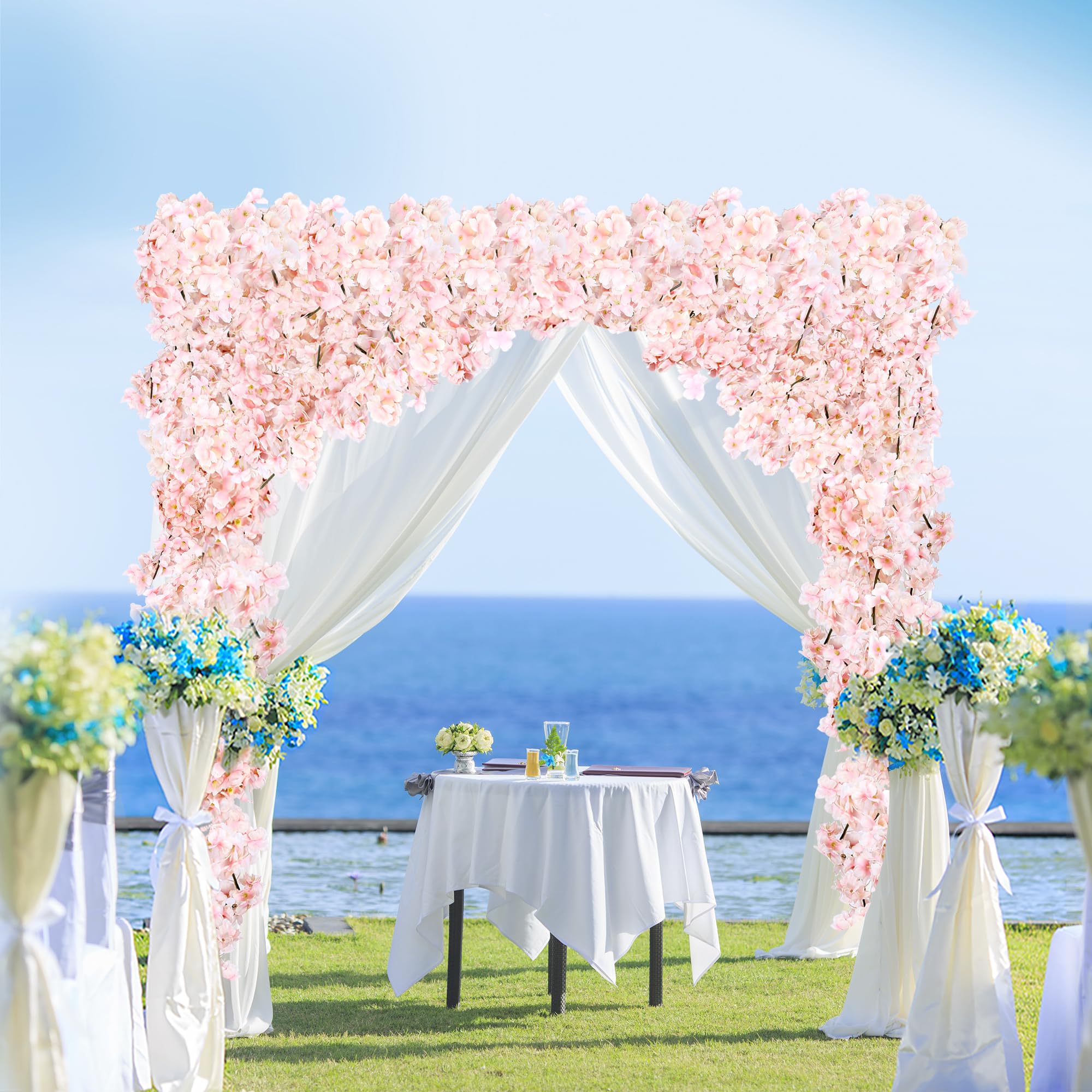 Sggvecsy cherry blossom garland arch display for wedding decor and photo backdrops.