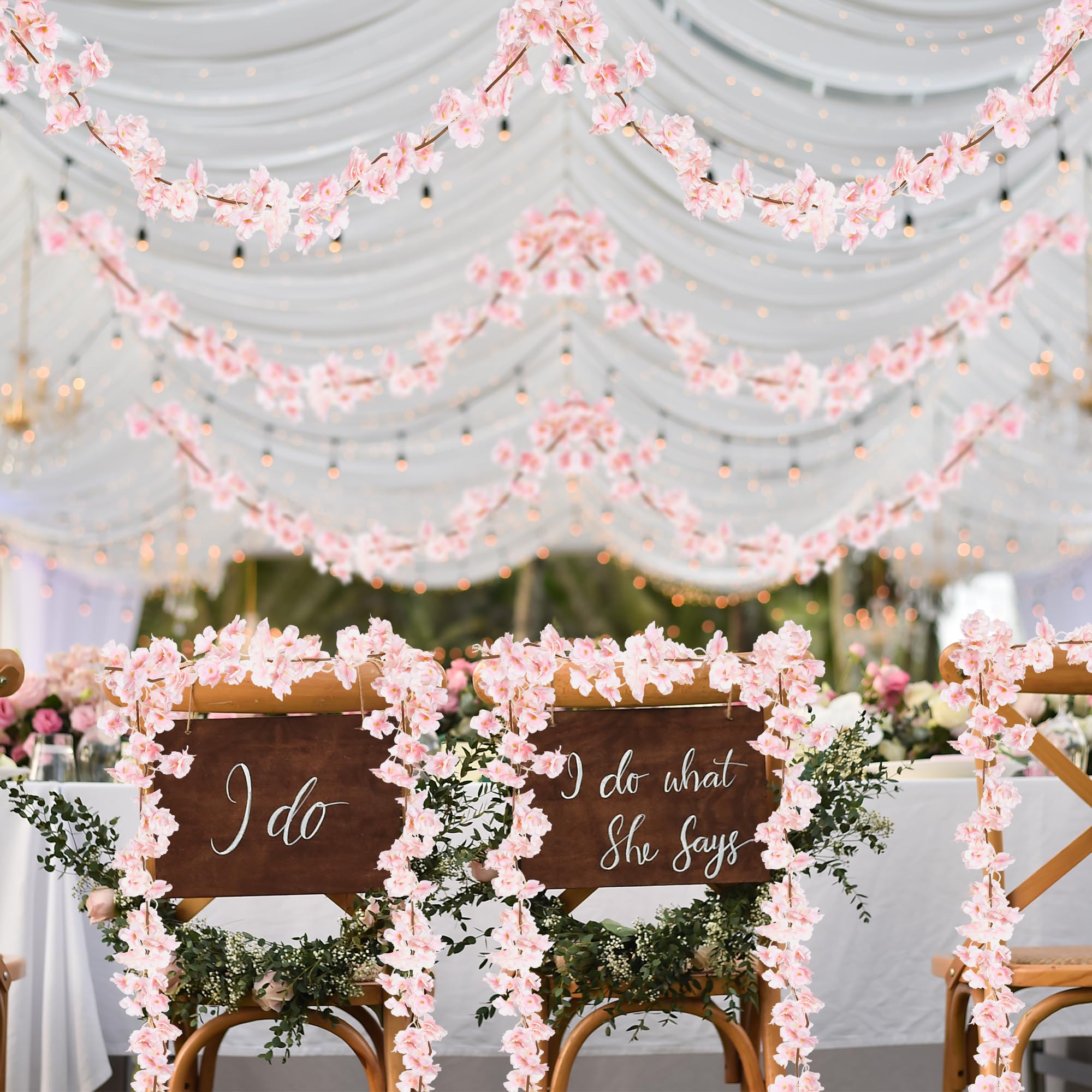 Sggvecsy cherry blossom garland for garden outdoor settings.