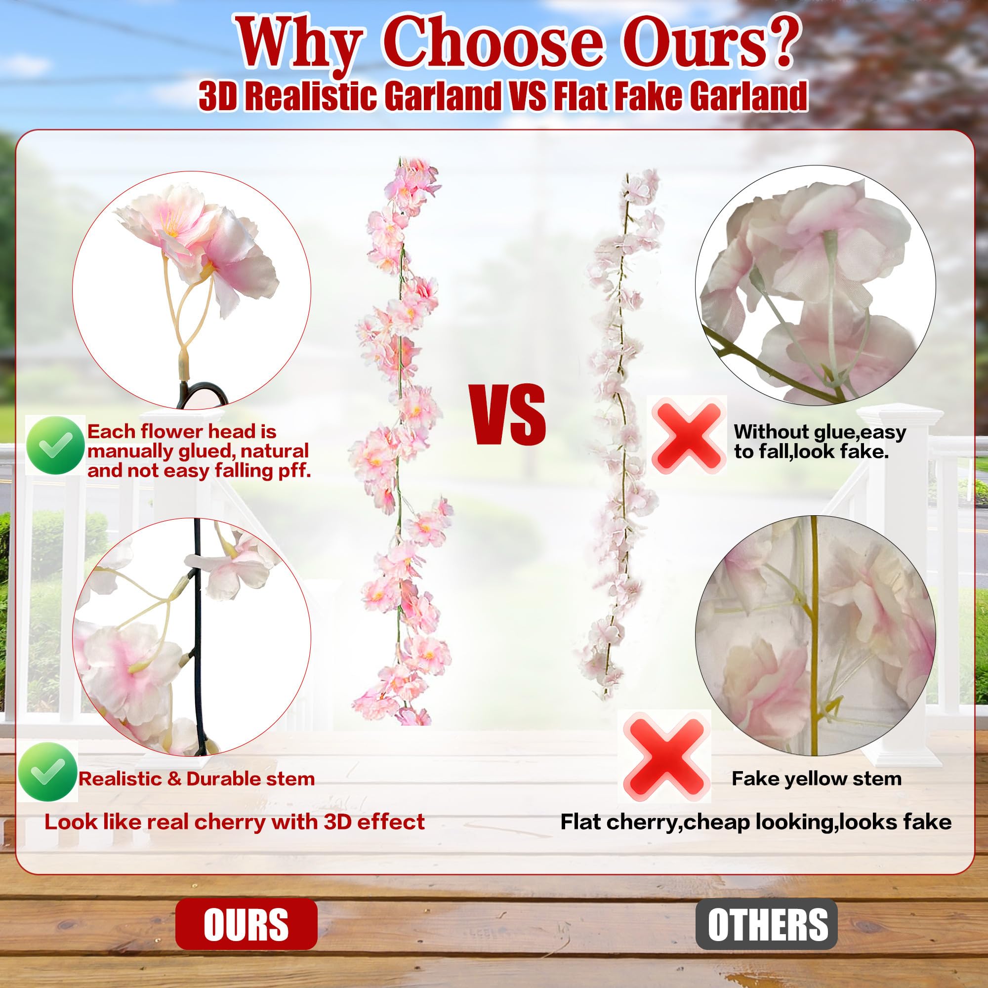 Sggvecsy cherry blossom garland table centerpiece creates soft, inviting ambience.