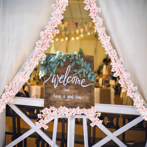 Sggvecsy cherry blossom garland wall decor adds year-round pastel charm.