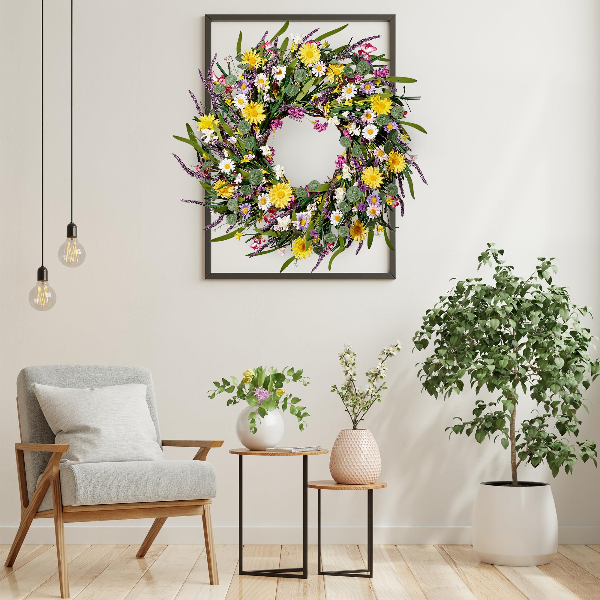 Sggvecsy wreath outdoors under cover to enjoy weather-friendly beauty.