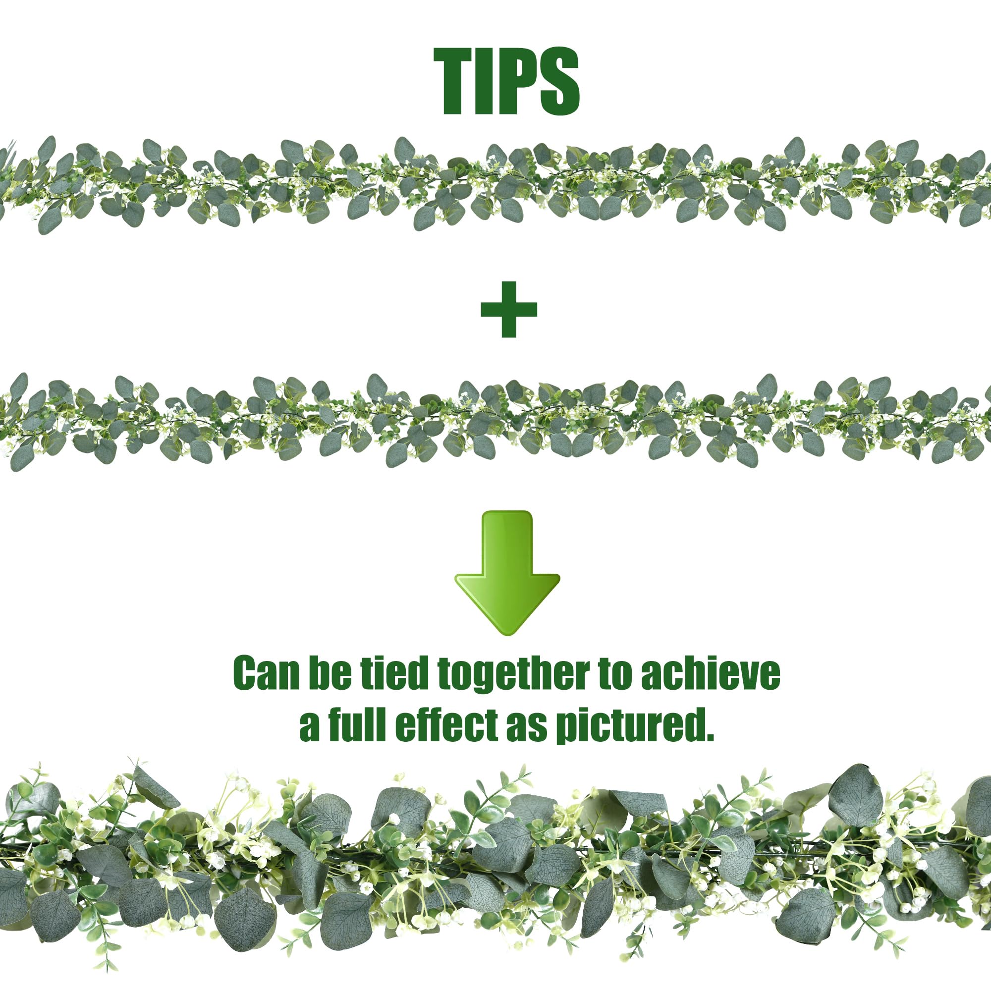 Sggvecsy eucalyptus garland laid along a table for lush centerpiece styling