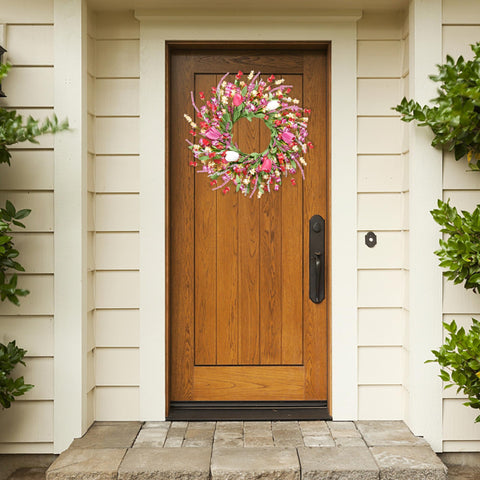Sggvecsy greenery leaves and white flowers wreath adds indoor charm.
