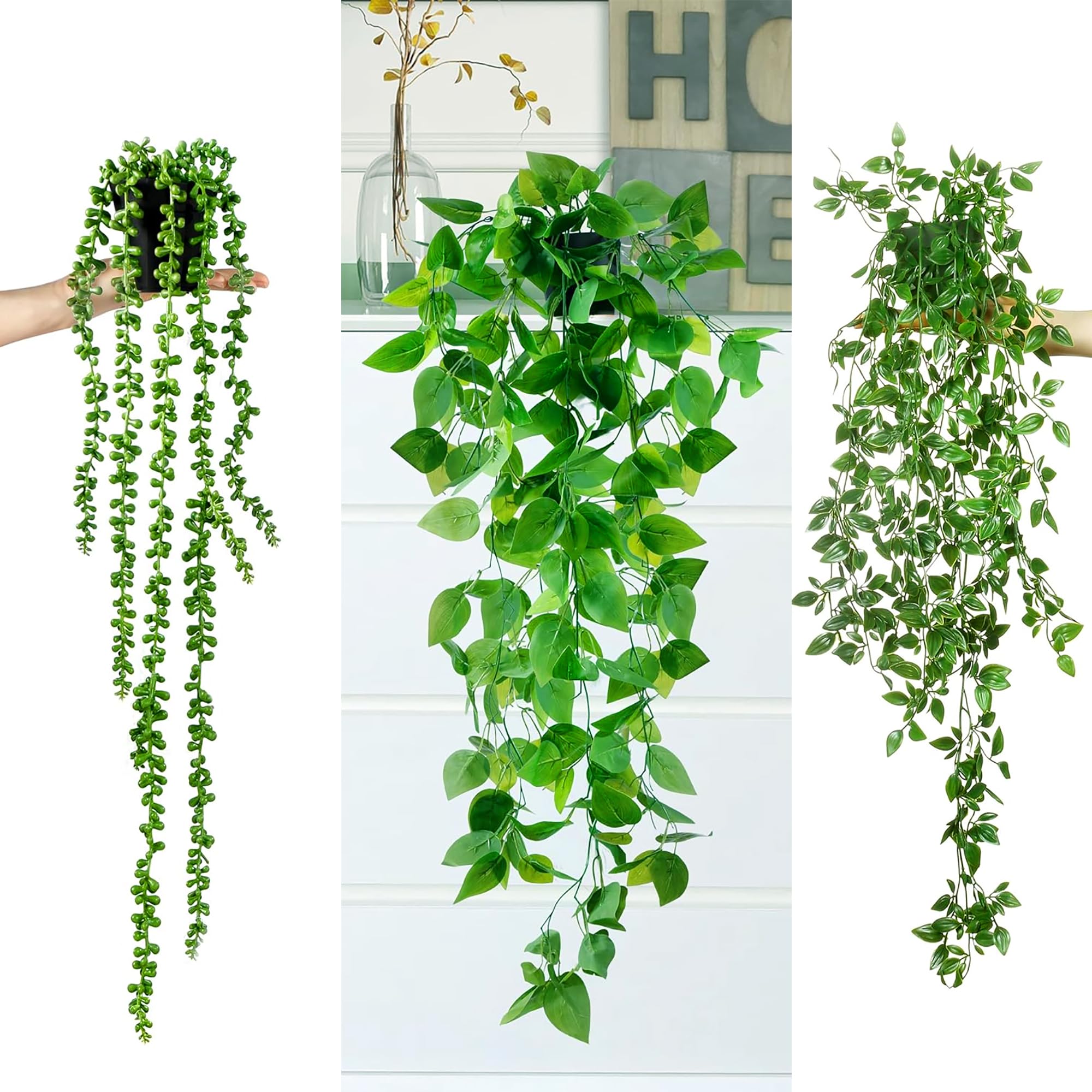 Sggvecsy ivy vine 31-inch provides vertical interest for stairwells or windows.