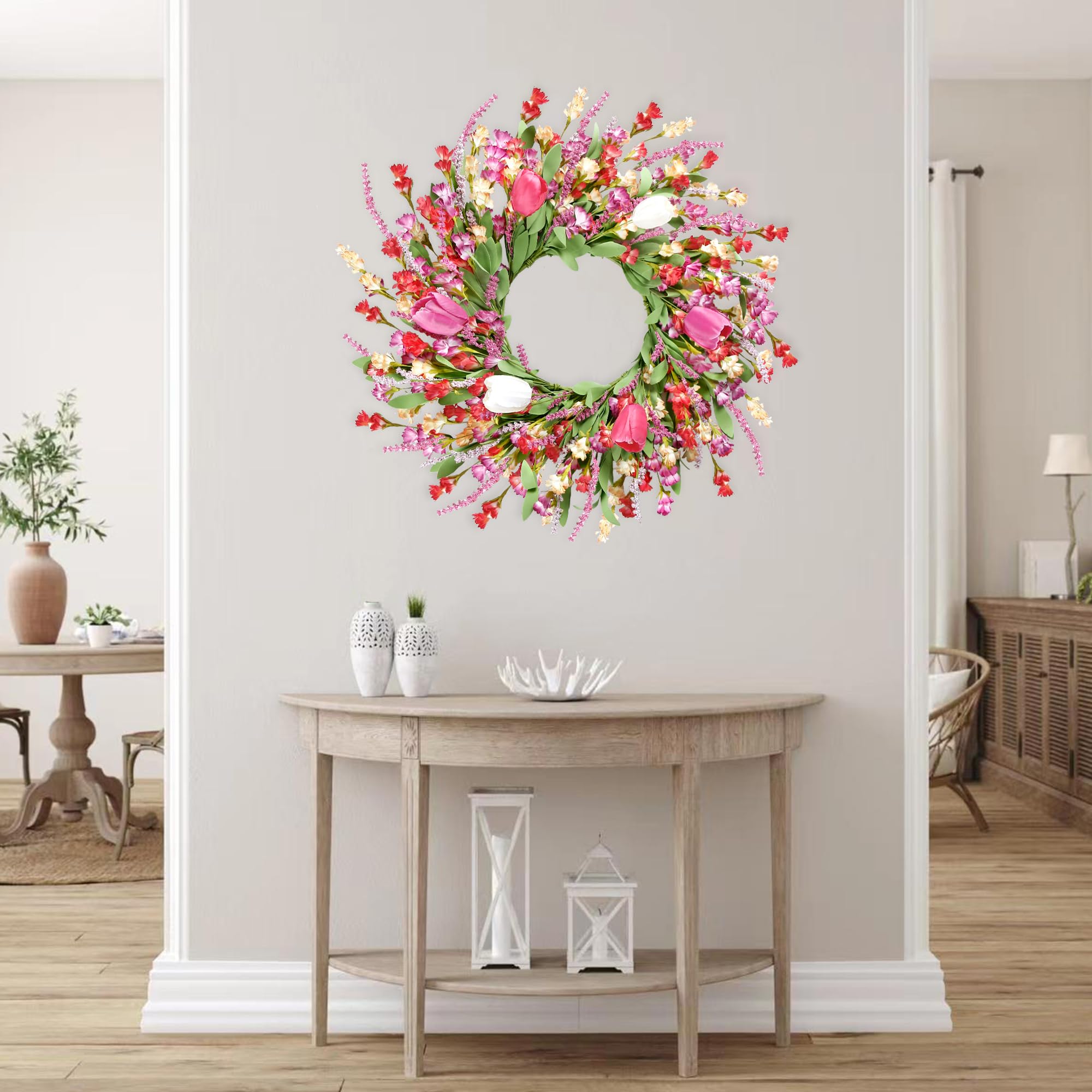 Sggvecsy lavender accents wreath provides a calming seasonal touch.