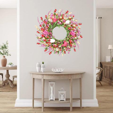 Sggvecsy lavender accents wreath provides a calming seasonal touch.